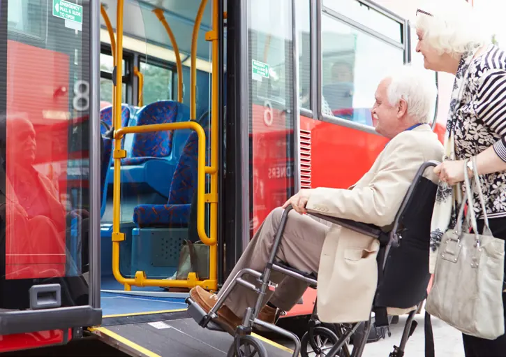 Wheelchair User Using A Ramp